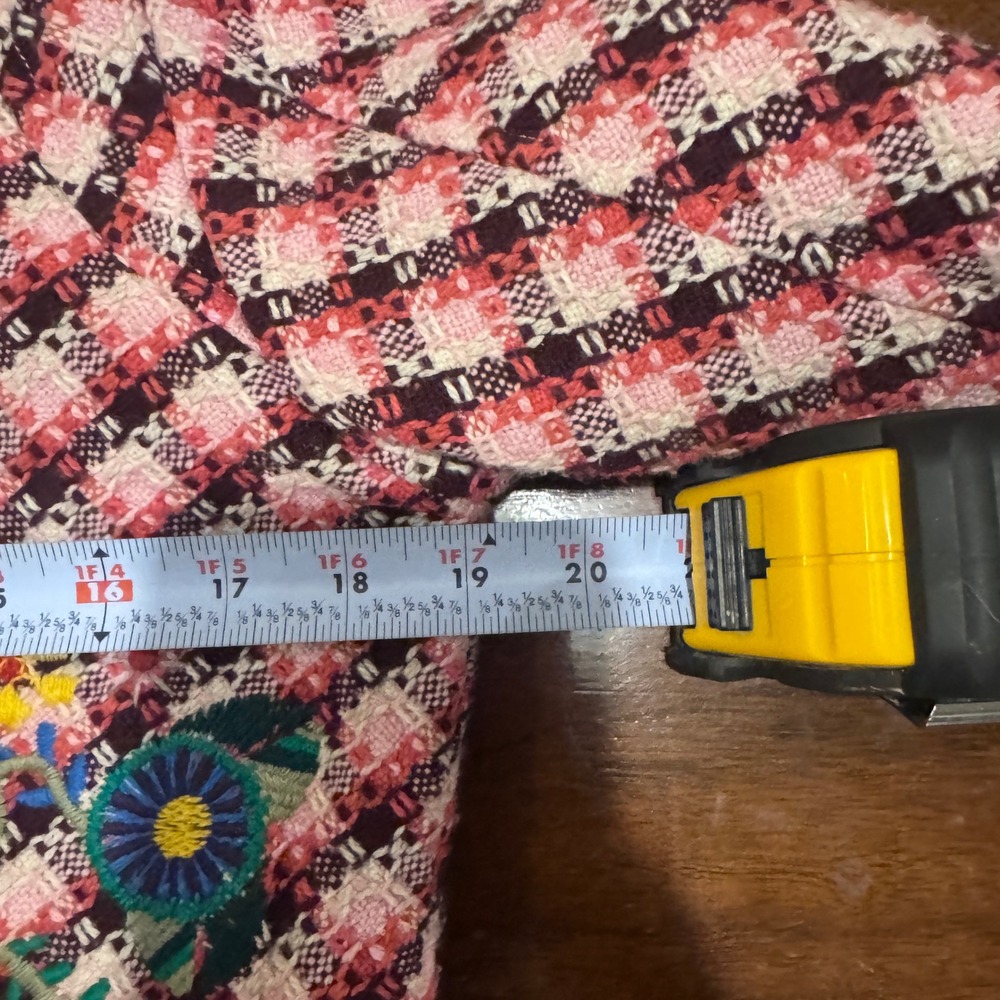 Oilily Plaid & Embroidery Faux Fur Trim Fairy Garden Whimsy Dopamine Jacket 36 - Picture 9 of 9